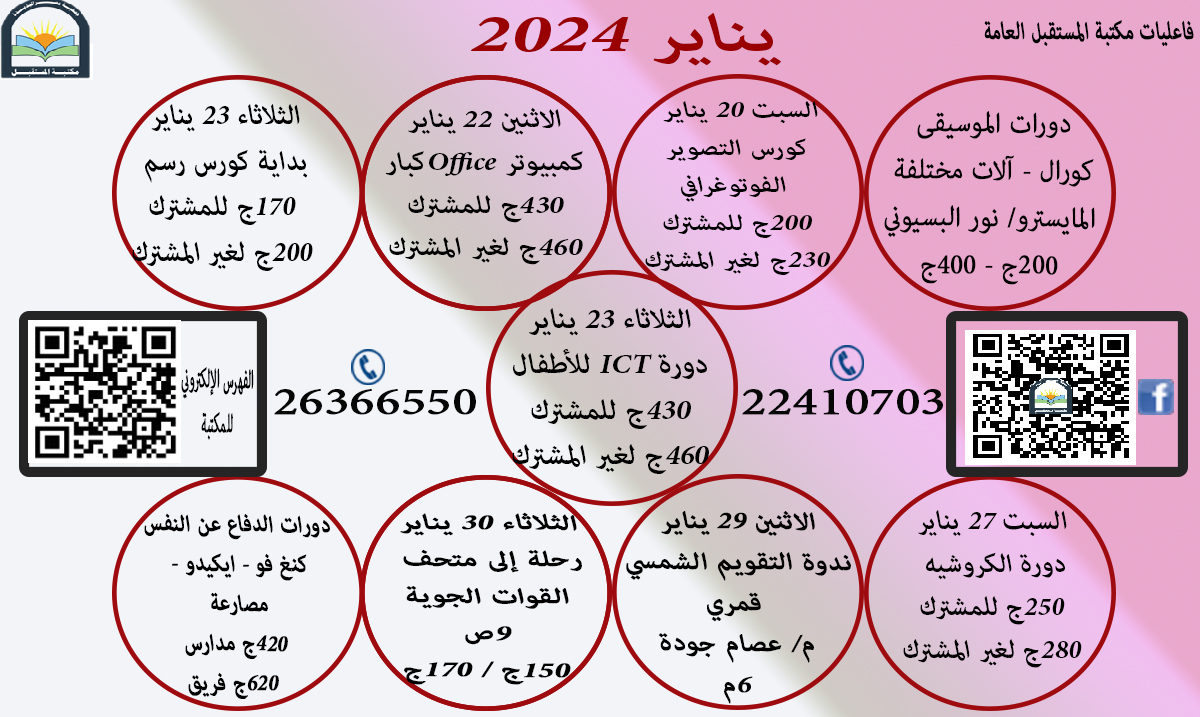 فاعليات مكتبة المستقبل العامه يناير 2024